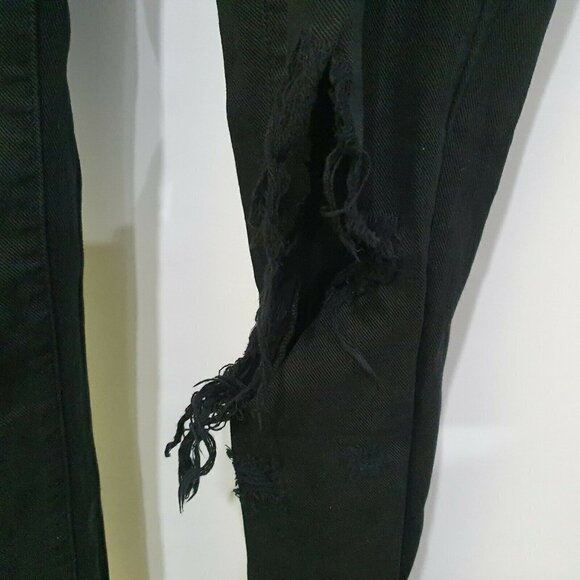 GAP Girlfriend Jeans Women’s Size 24 R Black Destroy Destroyed Distressed Denim - Picture 3 of 8